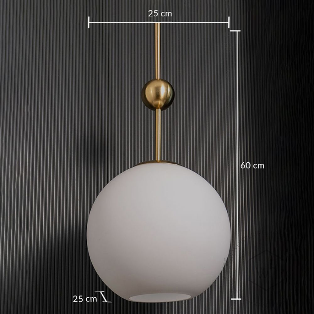 Frosted Glass Globe Gold Metal Pendant Light Dimensions