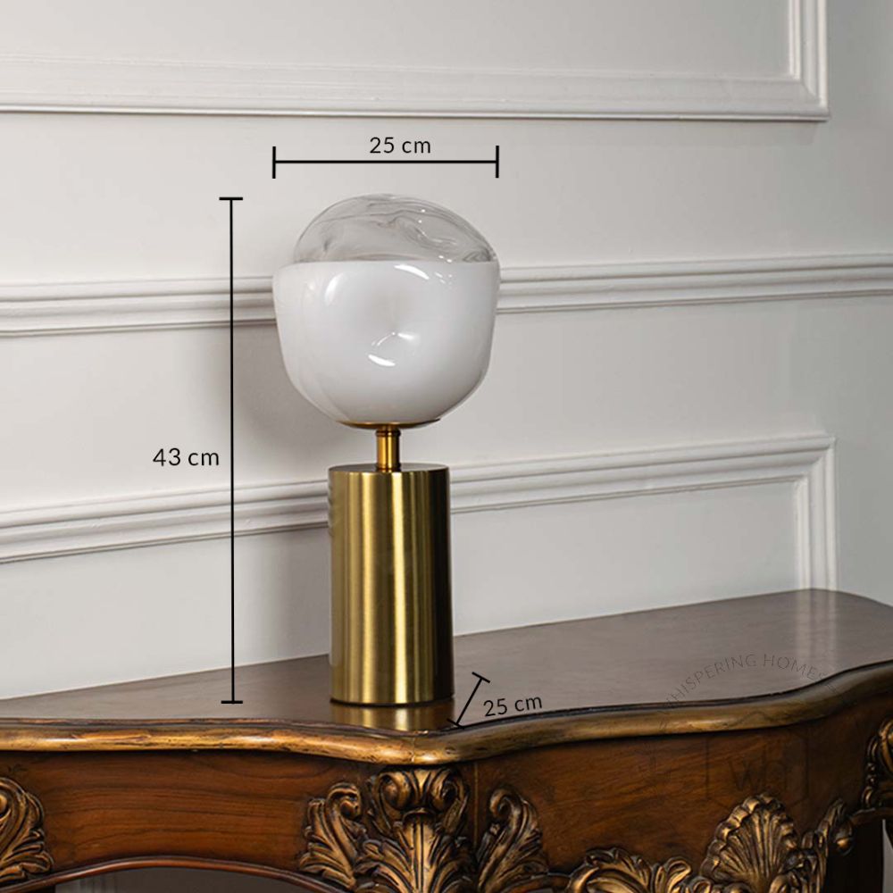 Frosted Glass Golden Metal Table Lamp Dimensions