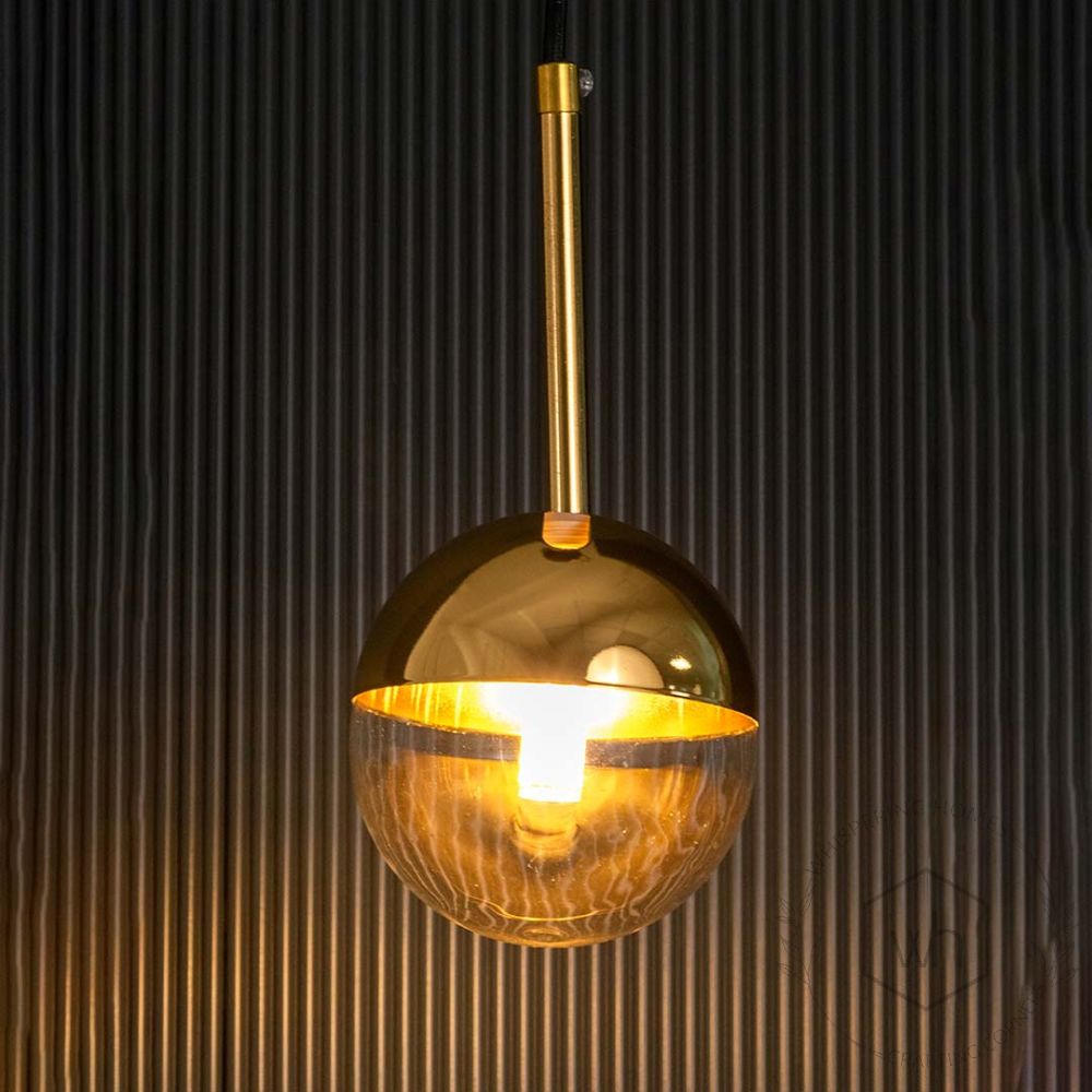 Glass Ball Hanging Pendant Lamp Light On Black Background