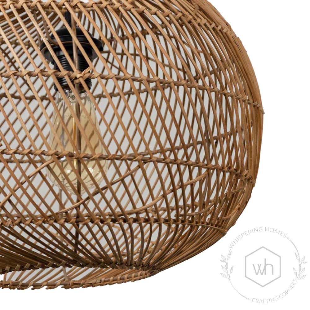 Orbicular Rattan Hanging Lamp Closeup