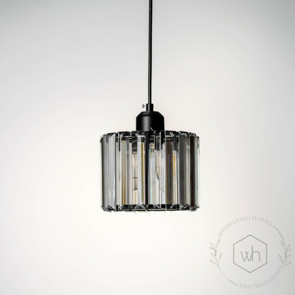 Glossy Crystal Pendant LightLight Off White Background 1