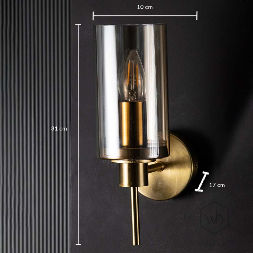 Golden Essence Modern Metal & Glass Wall Sconce Dimensions