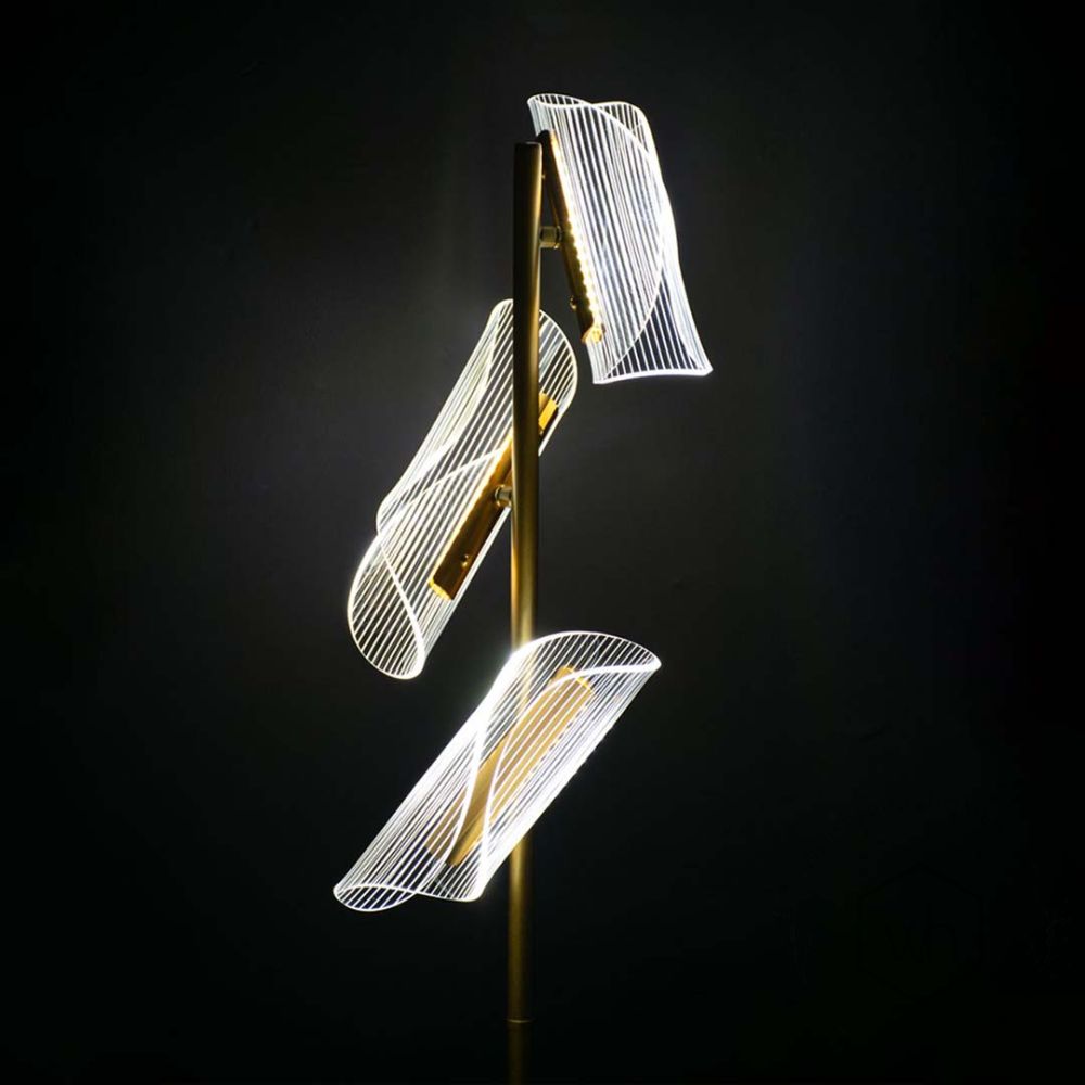 Golden Glow European Style Triple Light Metal Floor Lamp Closeup