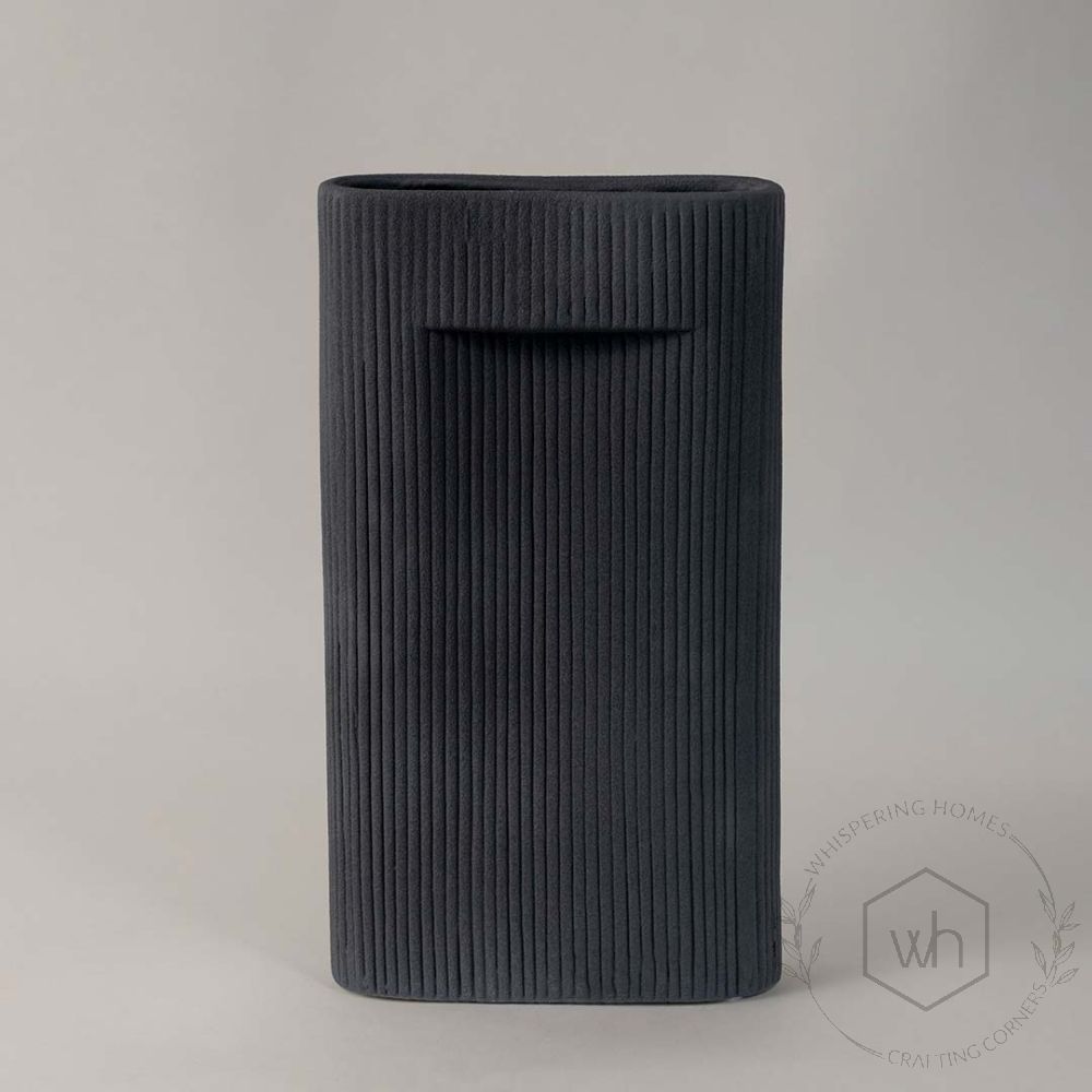 Grey Double Ceramic Vase White Background