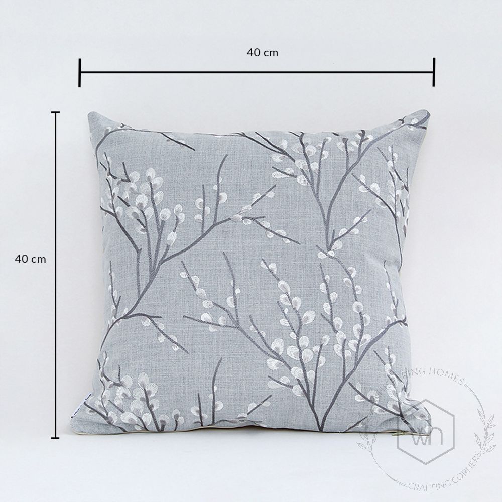 Grey Pure Stylish Embroidered Cushion Cover