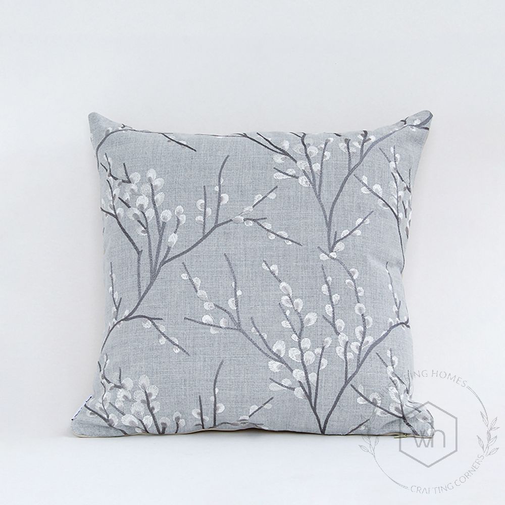 Grey Pure Stylish Embroidered Cushion Cover