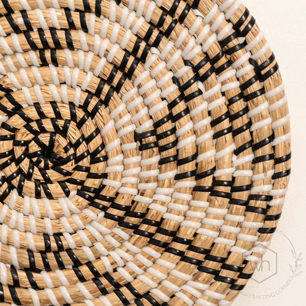 Elegance Handcrafted Sabai Grass Wall Basket Closeup