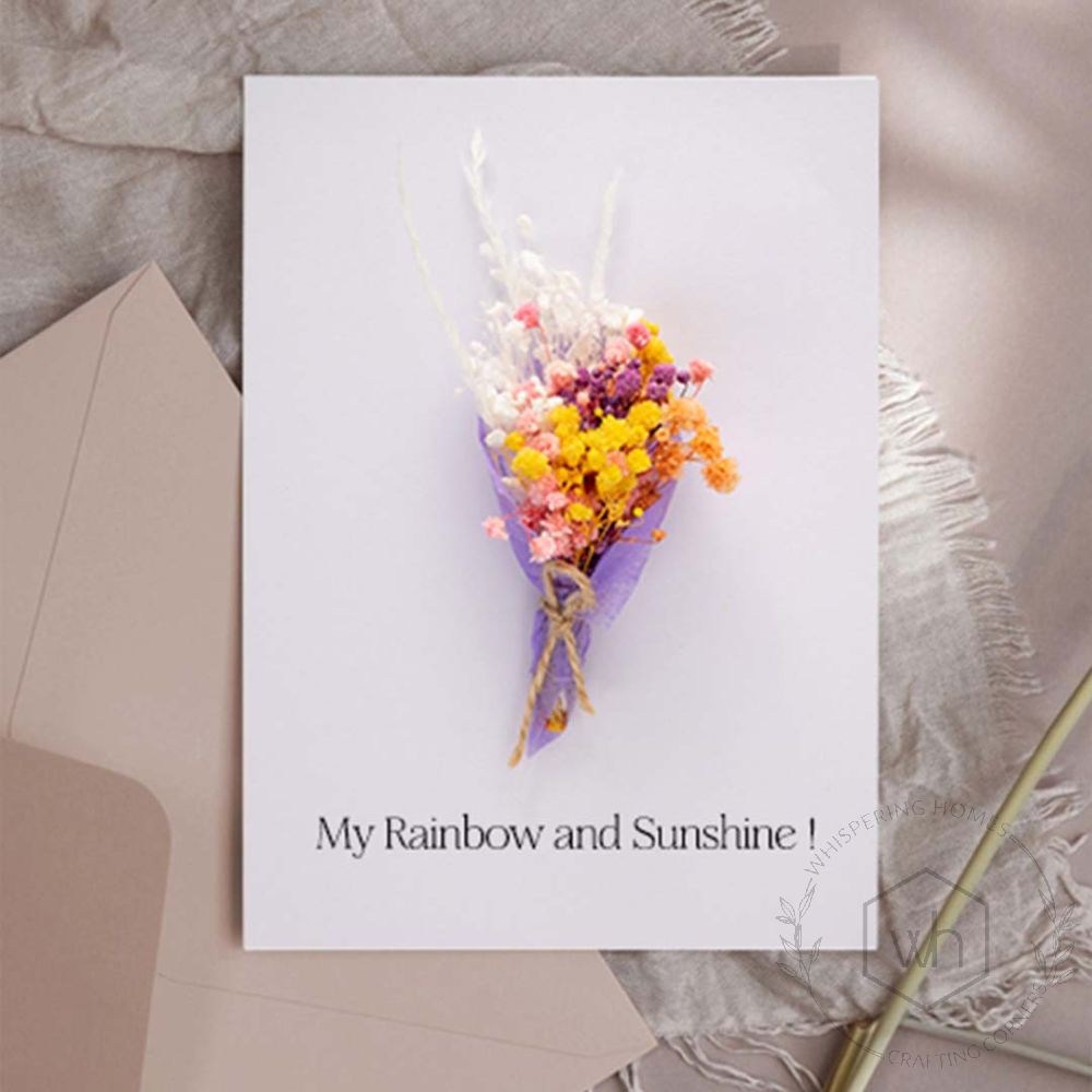 Honey Bunches Handmade Card | Dried Flower Gift Card White Background