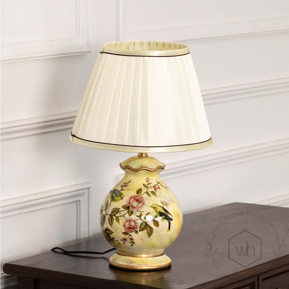 Humbert Yellow Ceramic Table Lamp with White Shade