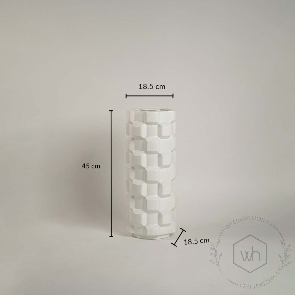 Jara Ceramic Floor Vase - White