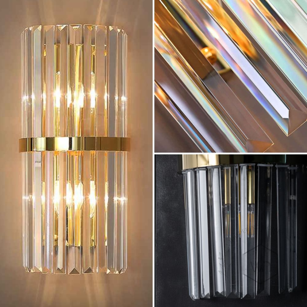 Crystal Glass Modern Gold Metal Wall Sconce Lifestyle