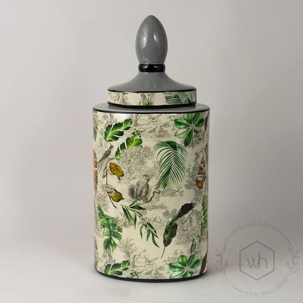 Leaf Pattern with Lid Jar - Large White Background