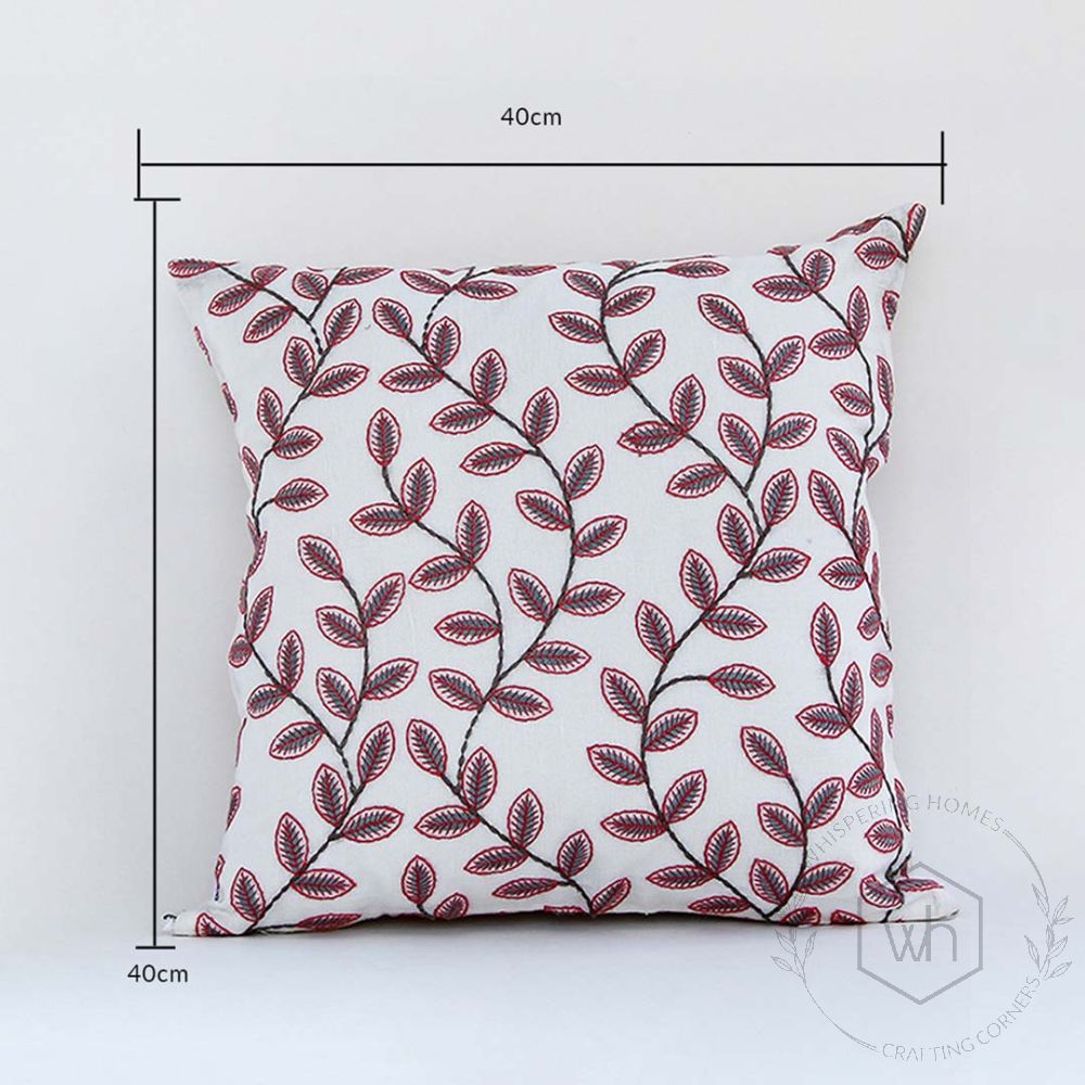 Lowan Designer Red Embroidered Cushion Cover