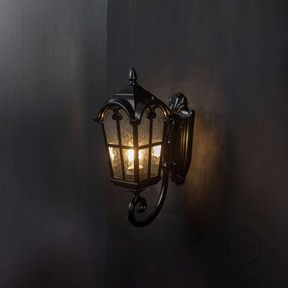 Lumiere Outdoor Wall Light - Brown Light On Black Background