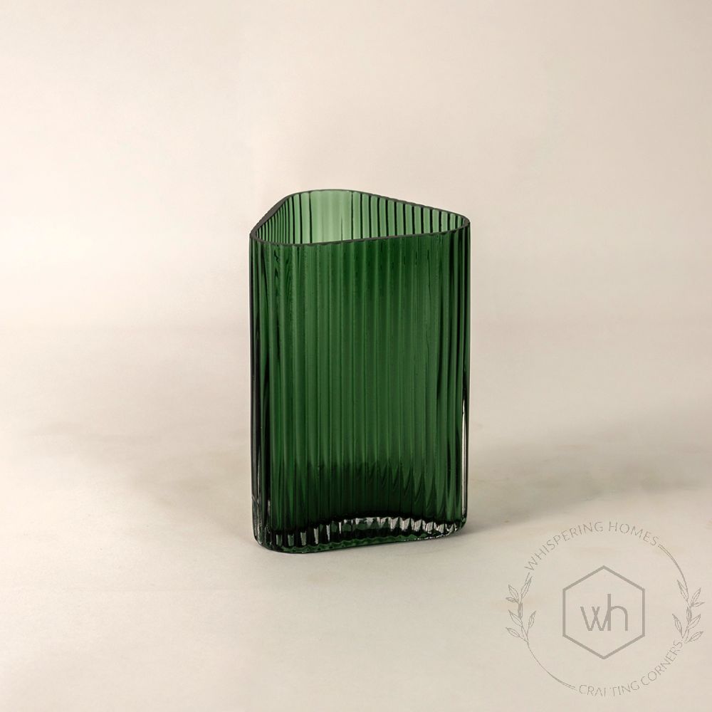 Luxury Glass Vase - GreenSide Angle