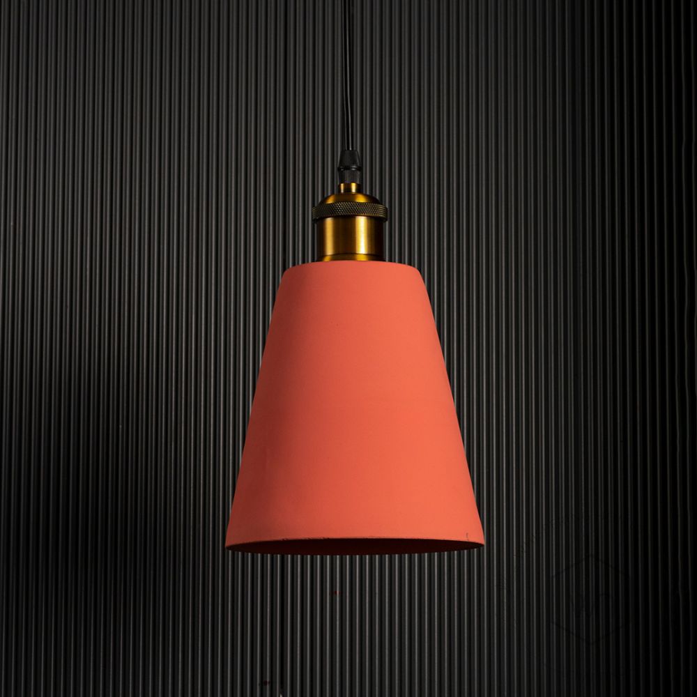 Macaron Single Head Colored Pendant Light - Orange Light Off Black Background