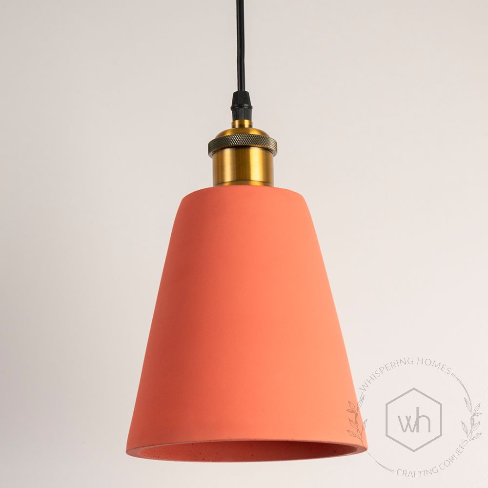 Macaron Single Head Colored Pendant Light - Orange Light off white background