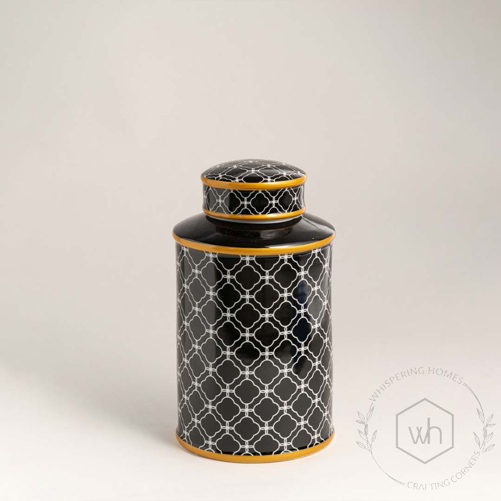 Black Luxe Ceramic Jar - Small White Background