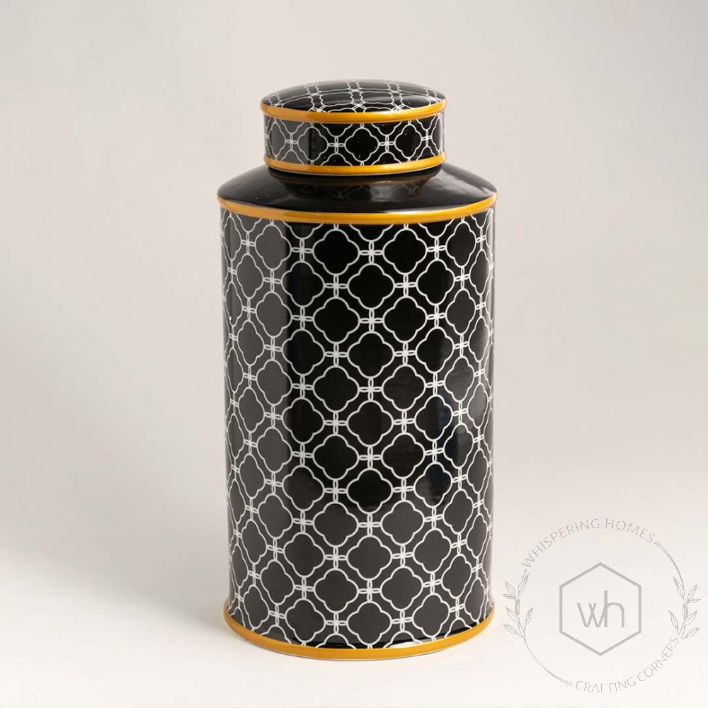 Black Luxe Ceramic Jar - Large White Background