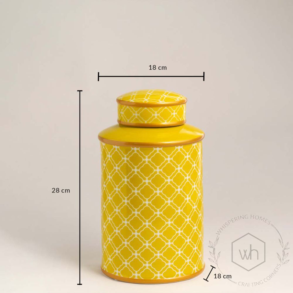Majestic Pattern Yellow Decorative Jar Small