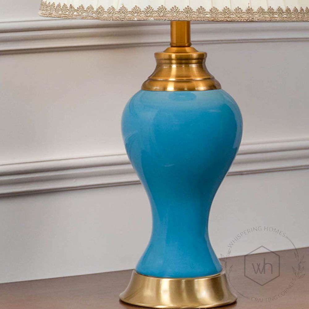 Maroq Table Lamp - Gold & Blue Closeup