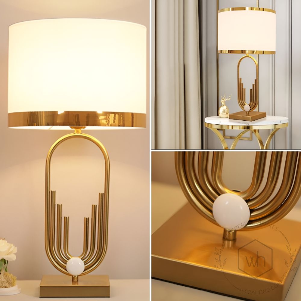 Melrose Gold Metal Table Lamp with White Shade