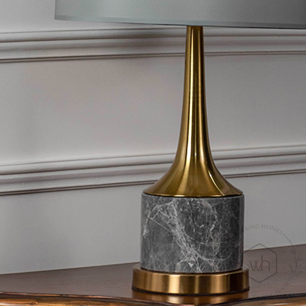 Metheny Marble Table Lamp with Grey Shade