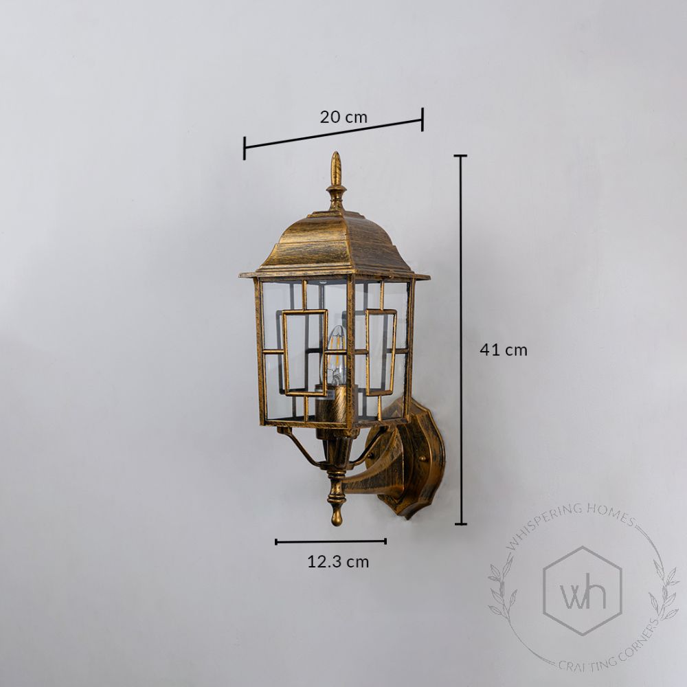 Mexican Outdoor Wall Lantern - Gold Dimensions