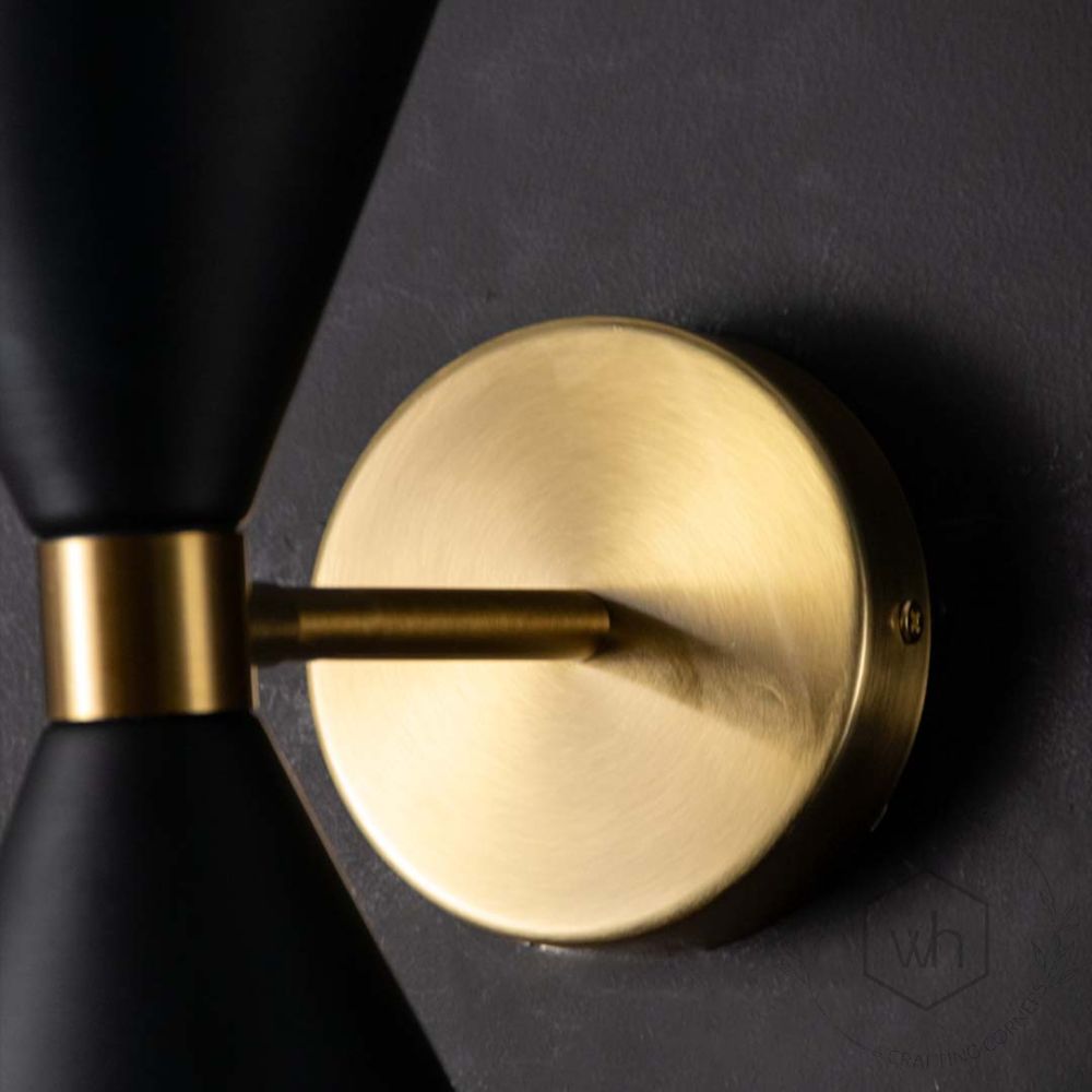 Mid-Century Bowtie Style Black Wall Sconce Closeup