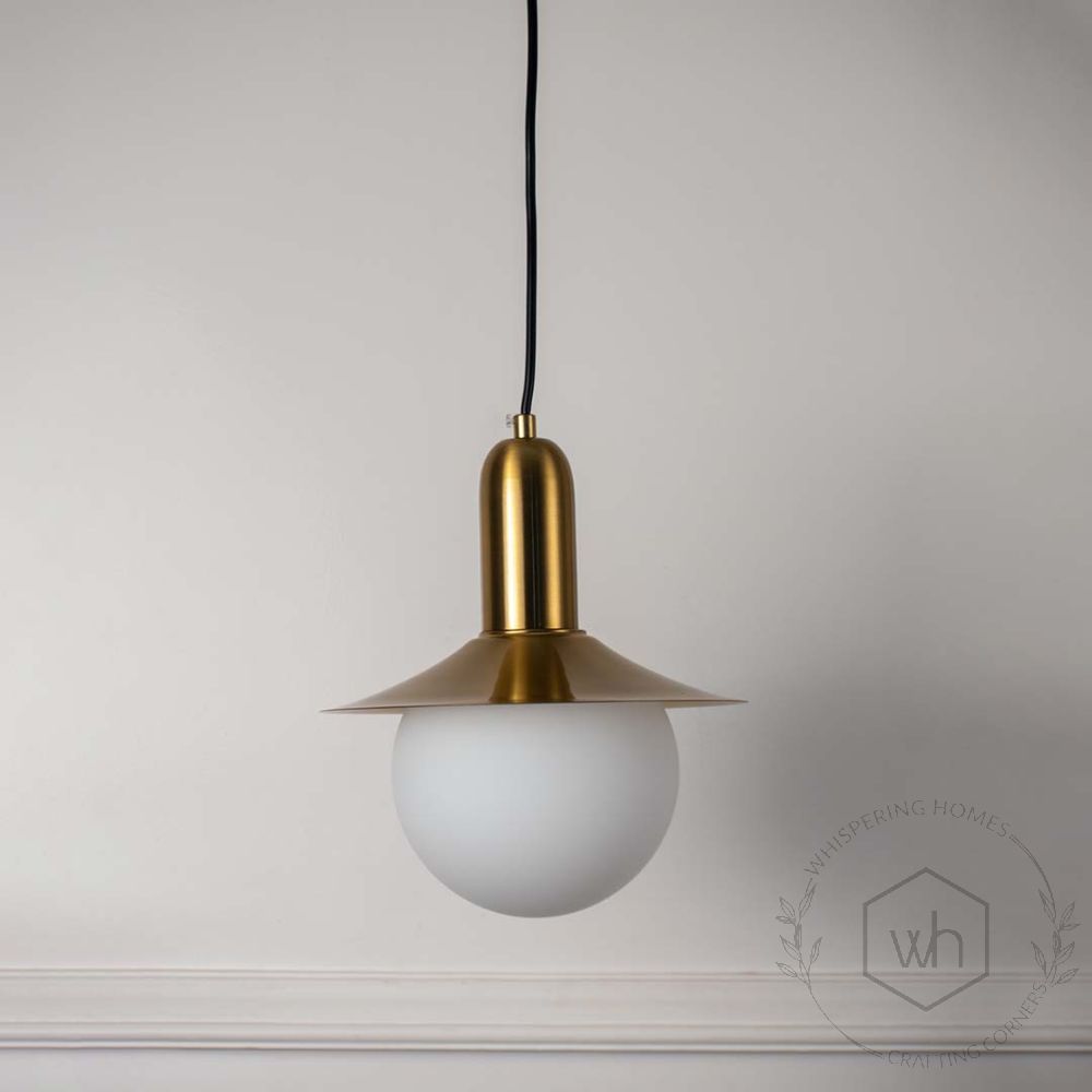 Milk Glass Global Pendant Light with Flared Shade - White