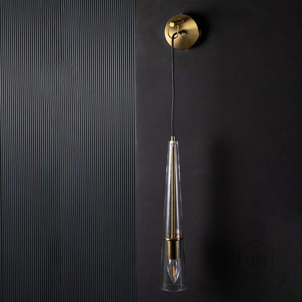 Modern Crystal Glass Baseball Bat Sconce Lamp Light Off Black Background