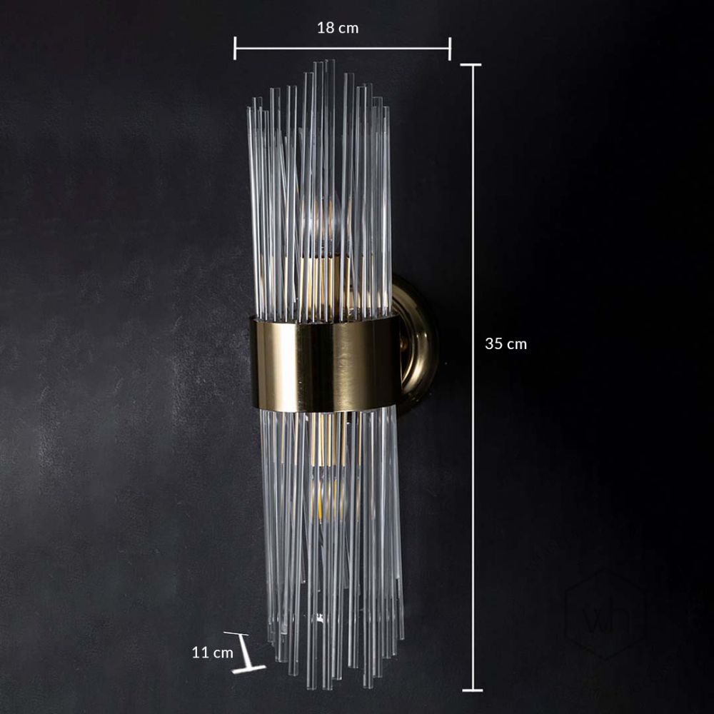 Modern Crystal Glass Gold Wall Sconce Dimensions