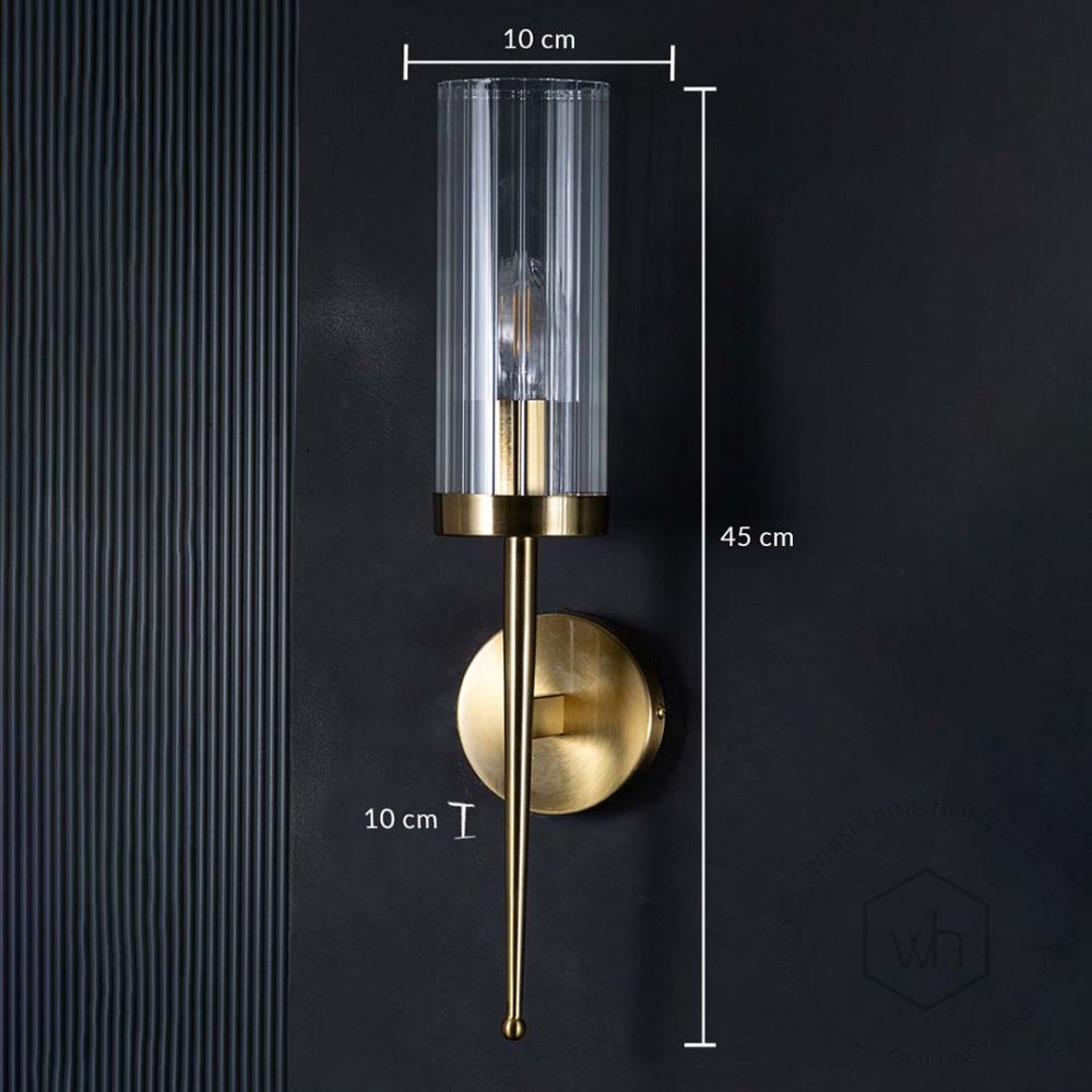 Modern Cylindrical Glass Golden Lighting Fixture Dimensions