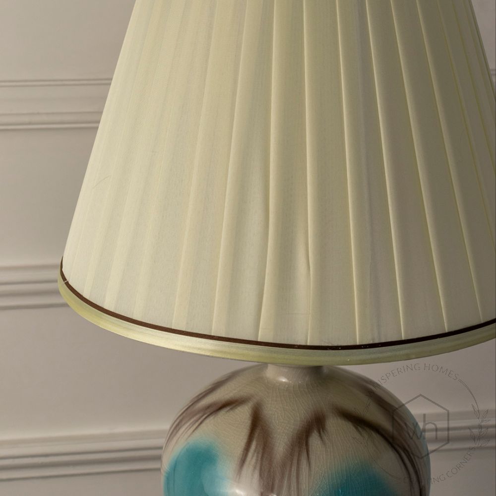 Modern Glazed Ceramic Table Lamp - Blue Closeup