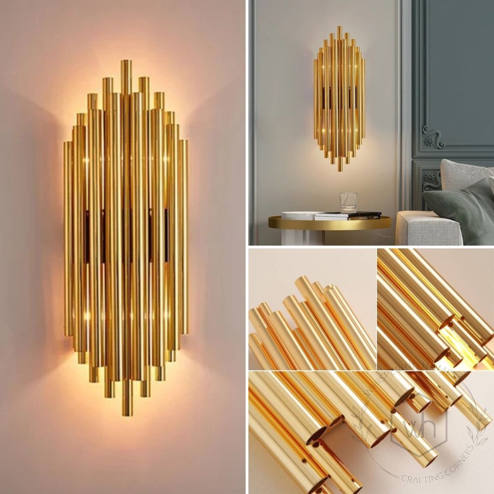 Modern Gold Stainless Steel Tubes Wall Lamp Lifestyle