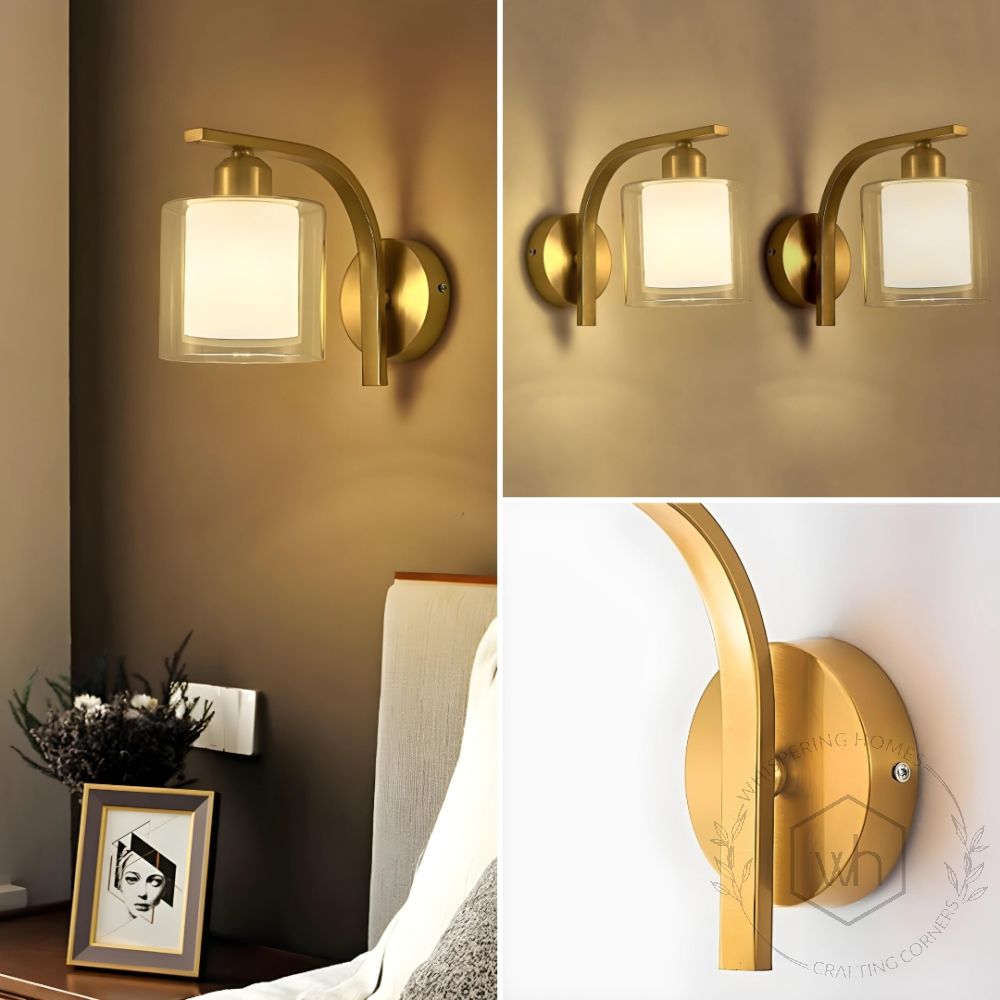 Modern Simple Curvy Metal & Glass Wall Lamp