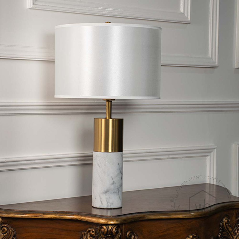 Morrano Marble Table Lamp with White Shade