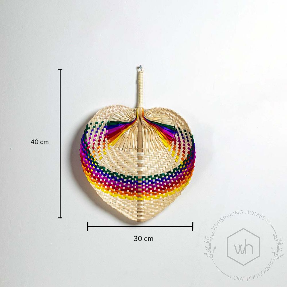 Multipurpose Handwoven Palm Bamboo Fan - Multicolor Dimensions