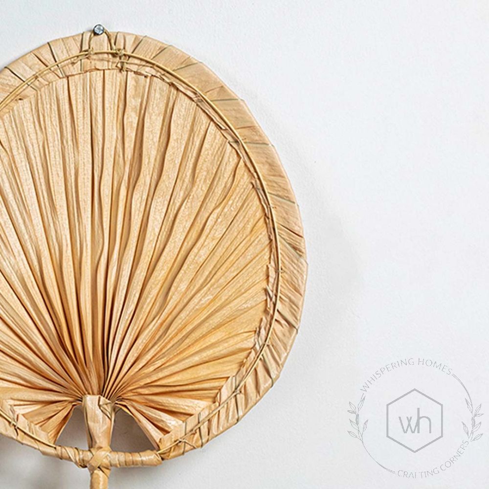 Multipurpose Palm Handwoven Leaf Fan - Beige Closeup