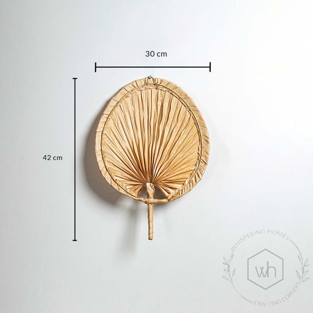 Multipurpose Palm Handwoven Leaf Fan - Beige Dimensions