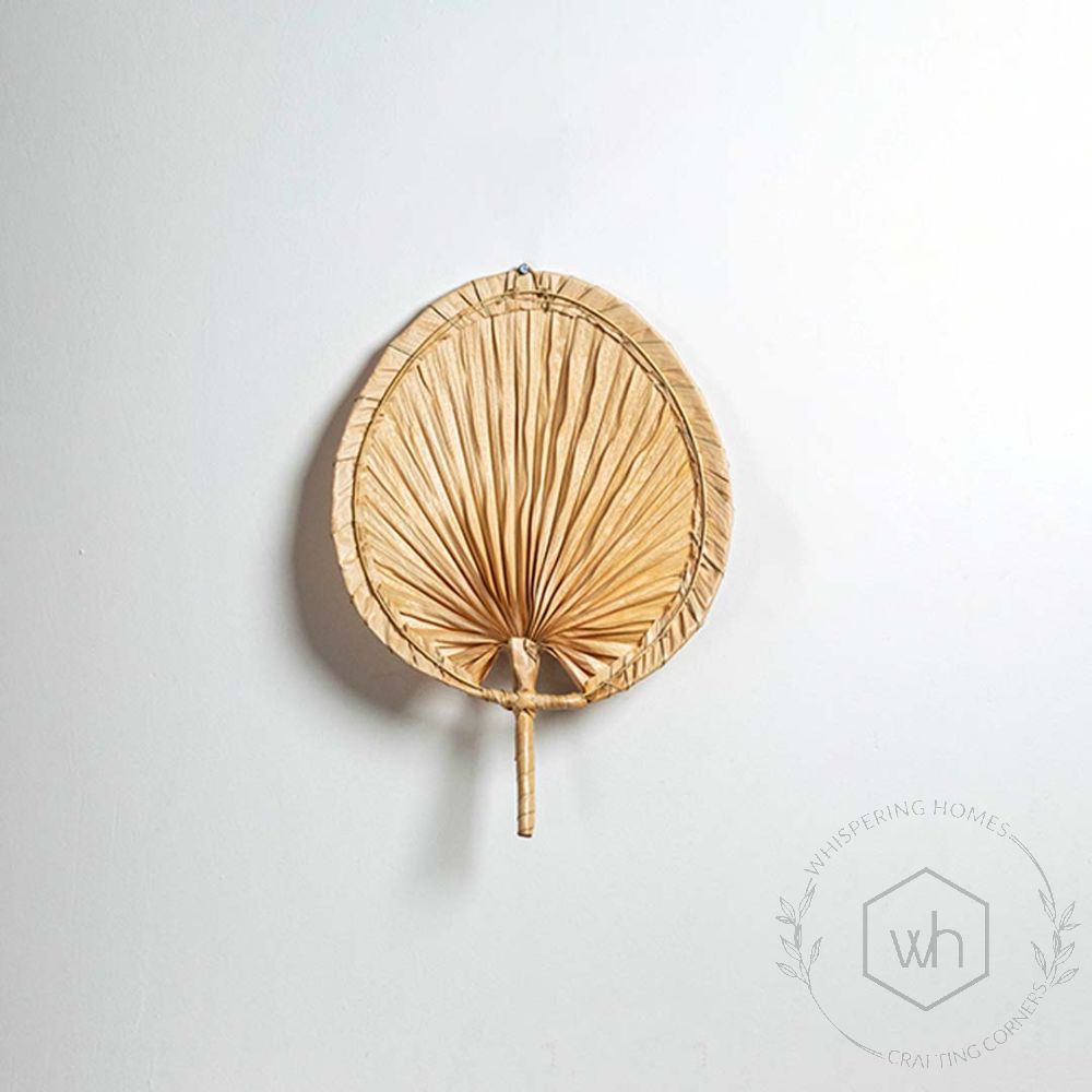 Multipurpose Palm Handwoven Leaf Fan - Beige White Background