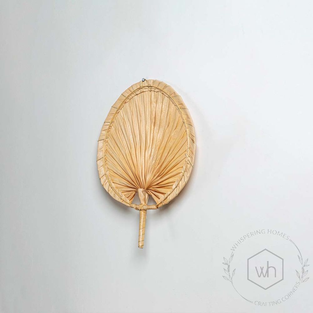 Multipurpose Palm Handwoven Leaf Fan - Beige White Background