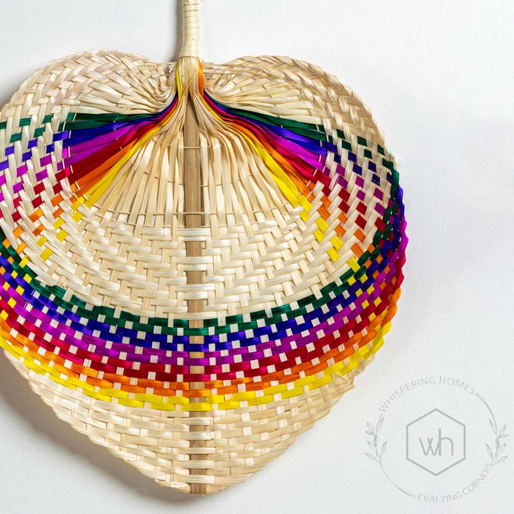 Multipurpose Handwoven Palm Bamboo Fan - Multicolor Closeup