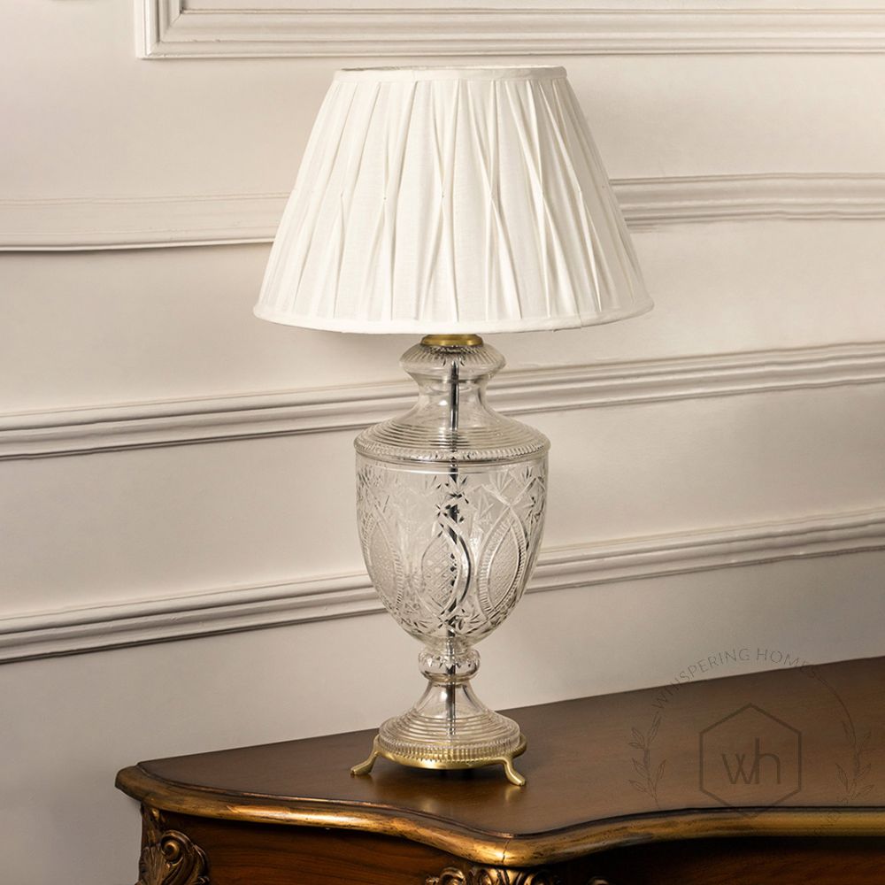 Treasure Fancy Cut Glass Trophy Table Lamp With White Shade