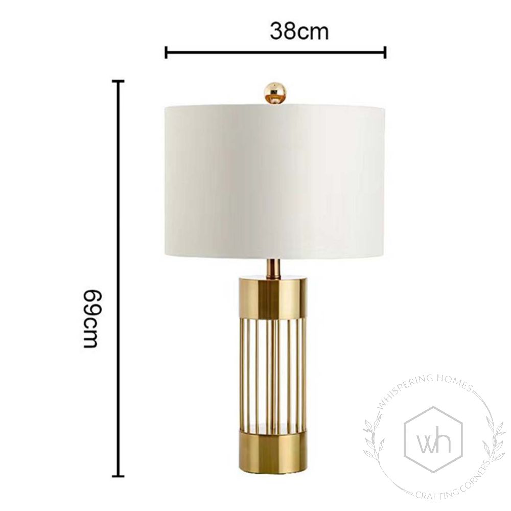 Nettle Gold Metal Table Lamp with White Shade