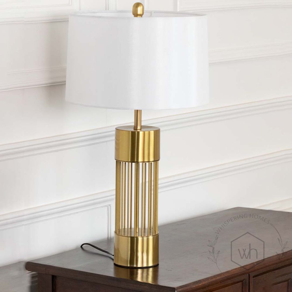 Nettle Gold Metal Table Lamp with White Shade