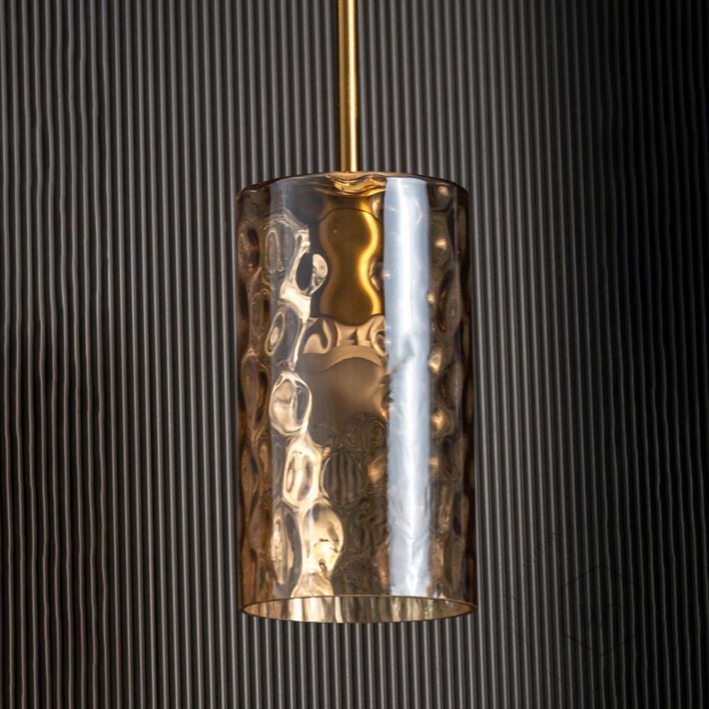 Nordic Water Ripple Colored Glass Cylindrical Pendant Light
