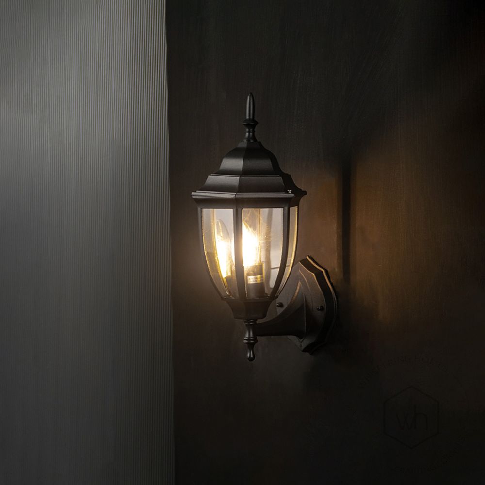 Outdoor Wall-Mount Lantern - Small Light On Black Background