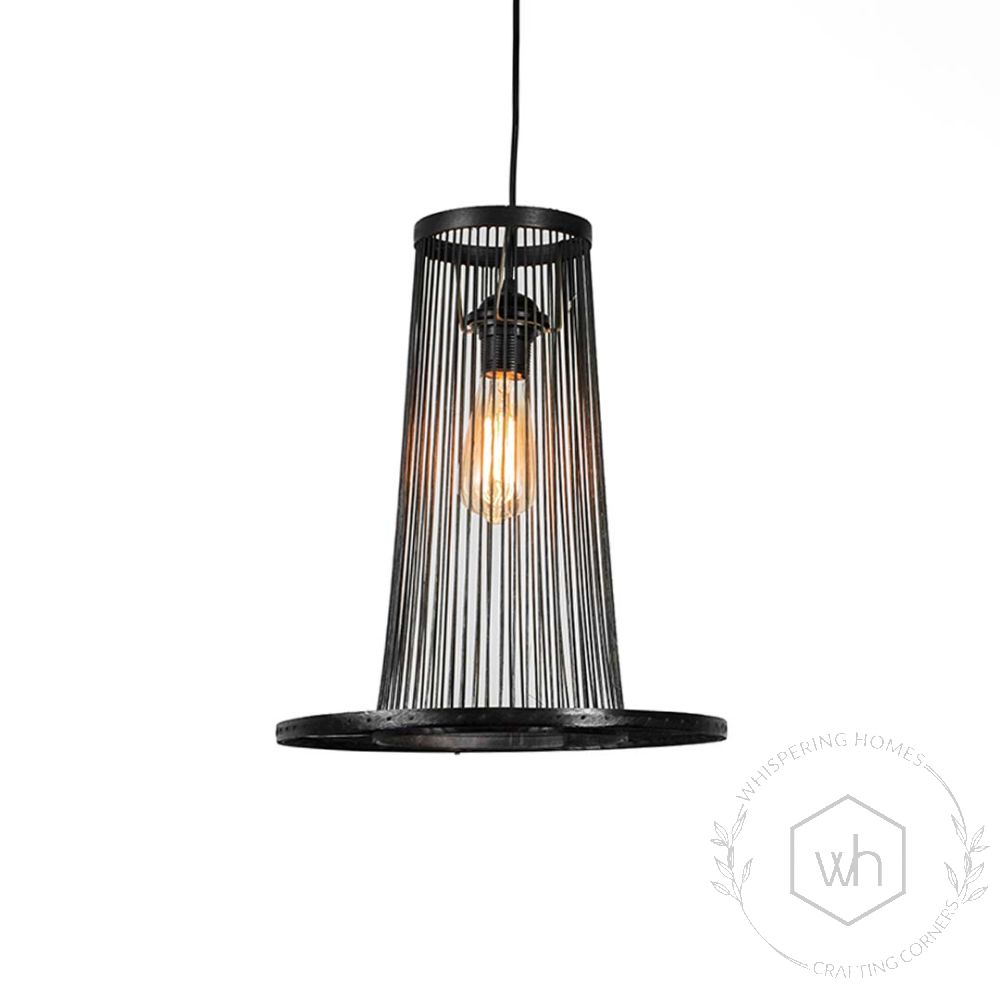 Oval Topped Bamboo Pendant Black