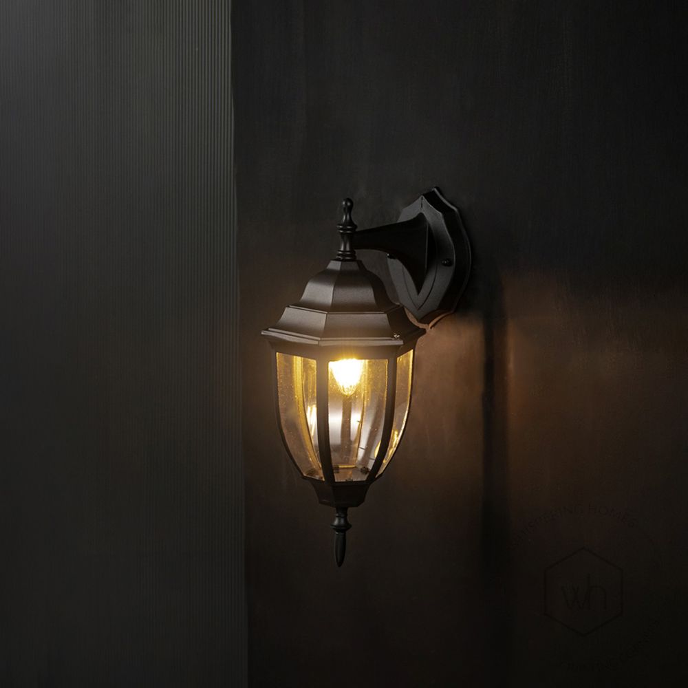 Oxford Outdoor Wall Lantern - Small Light On Black Background